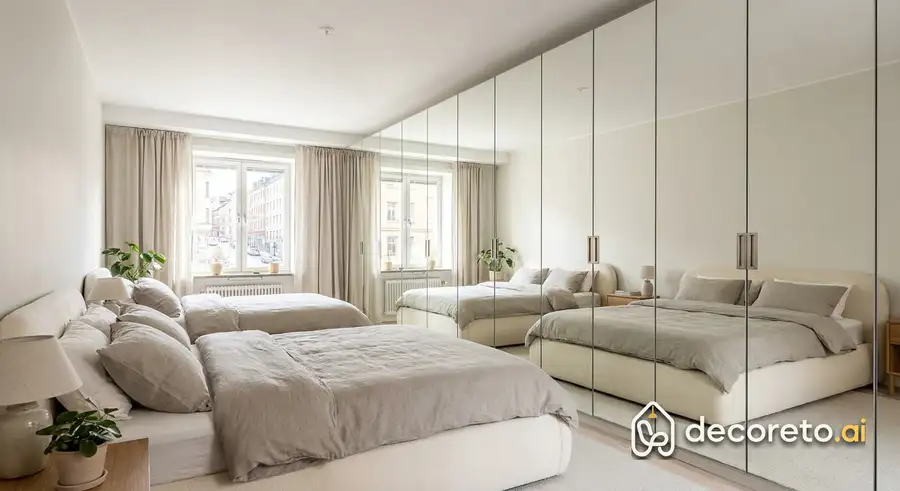 Bedroom · Fluted mirrored wardrobe wall, compact — 3