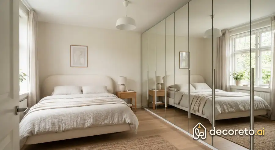 Bedroom · Fluted mirrored wardrobe wall, compact — 2