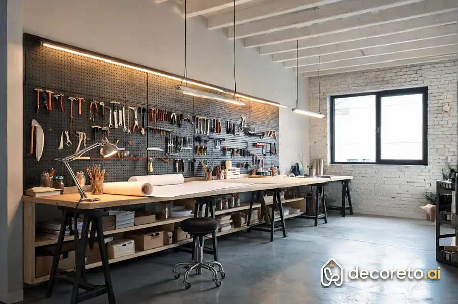 Home office · Maker's studio, steel and plywood — 2
