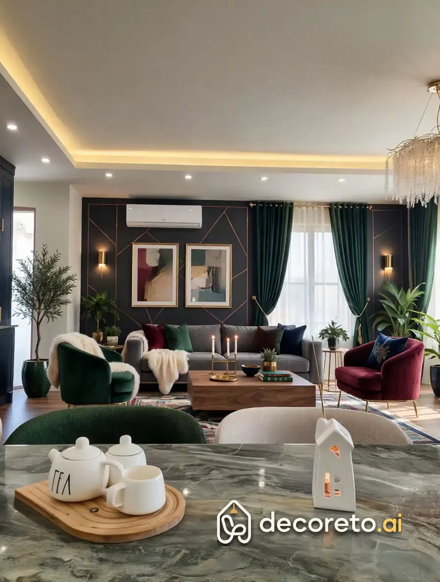 Rooms made by Decoreto users: living rooms, kitchens, bedrooms and kids' rooms — every picture built from a real floor plan.